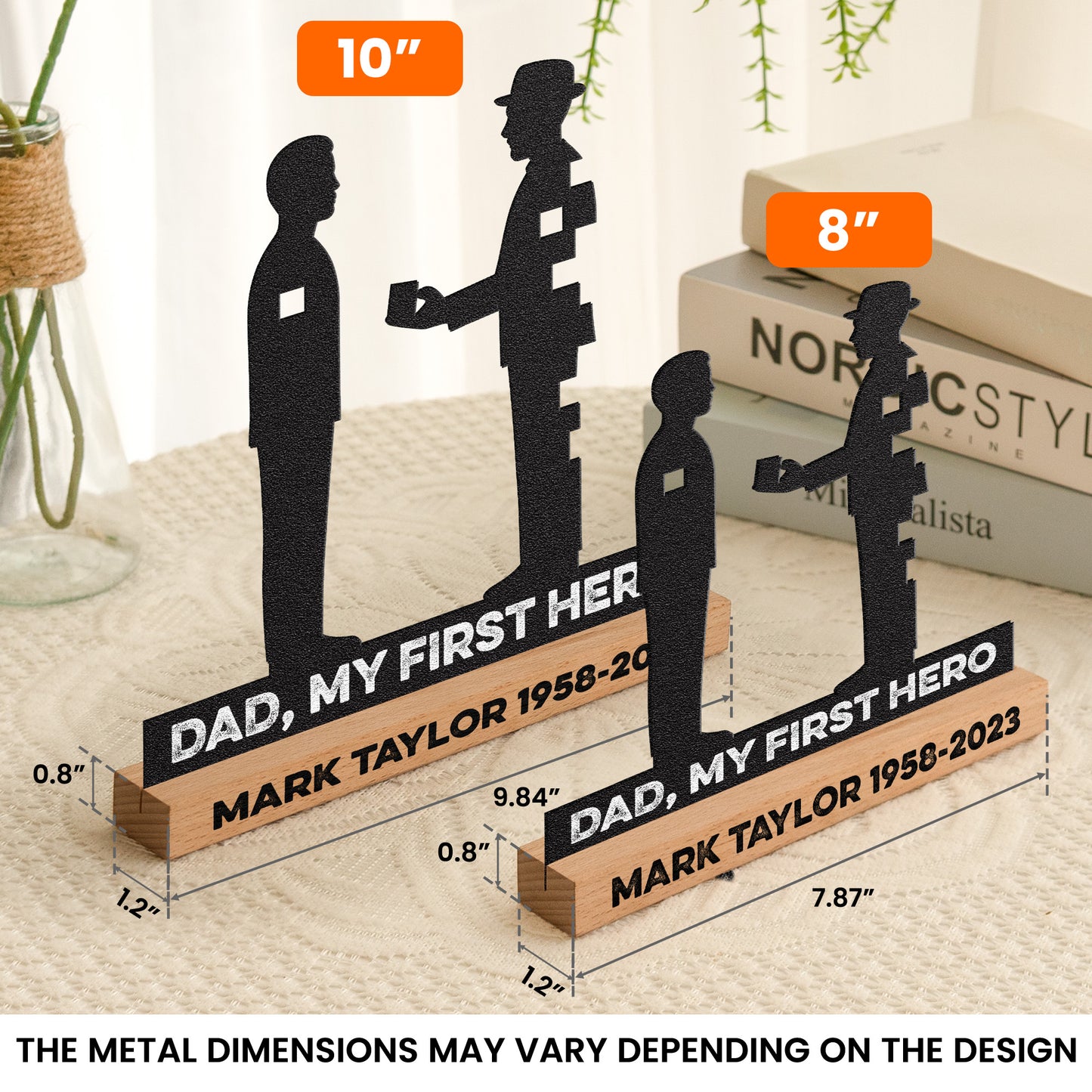 Dad, My First Hero - Personalized Metal Desk Silhouette Sculpture