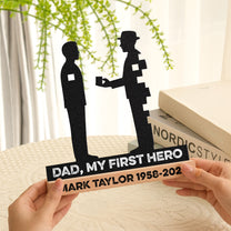 Dad, My First Hero - Personalized Metal Desk Silhouette Sculpture