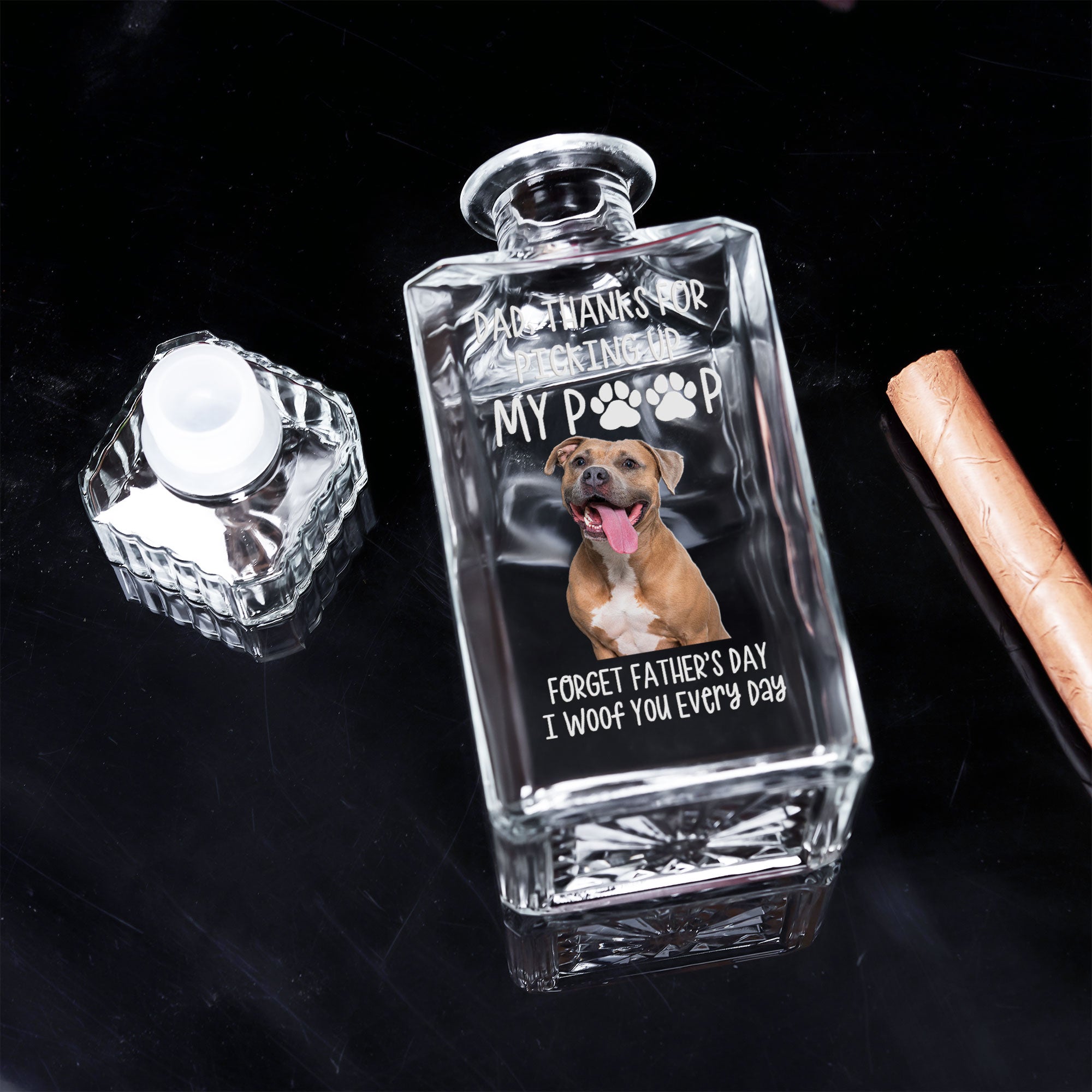 Dad, Thanks For Picking Up My Poop - Custom Photo Decanter