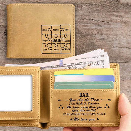 Dad, You Are The Piece That Holds Us Together - Personalized Leather Wallet