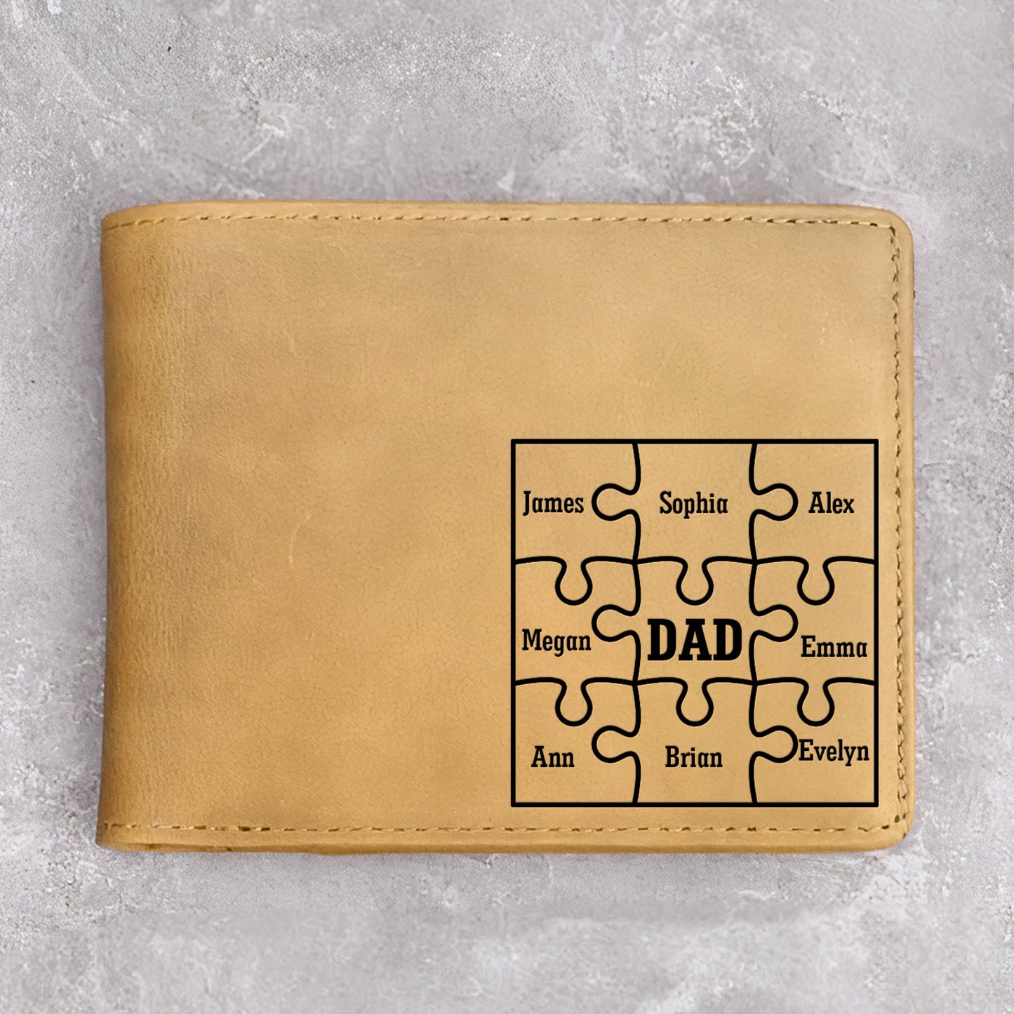 Dad, You Are The Piece That Holds Us Together - Personalized Leather Wallet