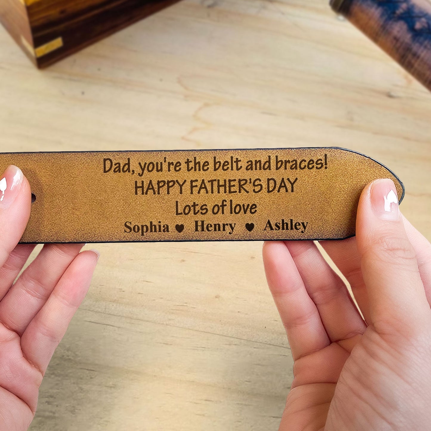 Dad, You're The Belt And Braces - Personalized Engraved Leather Belt