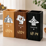 Dad-Custom-Photo-Sketch-Line-Art-Fathers-Day-Gift-For-Him-Personalized-Pen-Holder-With-Clock-2