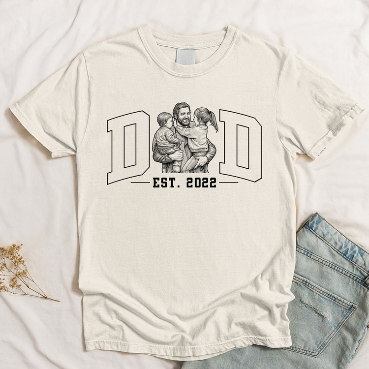 Dad-Custom-Photo-Sketch-Line-Art-Fathers-Day-Gift-For-Husband-Dad-Personalized-Shirrt-3