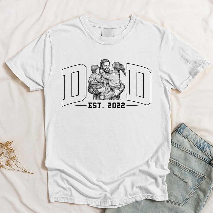 Dad-Custom-Photo-Sketch-Line-Art-Fathers-Day-Gift-For-Husband-Dad-Personalized-Shirrt-4