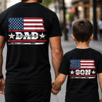 Dad-&-Daughter,-Son-Fist-Bump-USA-Flag-Design-Personalized-Shirt-2