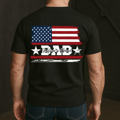 Dad-&-Daughter,-Son-Fist-Bump-USA-Flag-Design-Personalized-Shirt-5