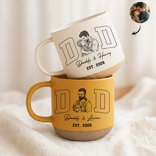 Dad-Est-Custom-Photo-Sketch-Line-Art-Fathers-Day-Gift-For-Husband-Dad-Personalized-Mug-1