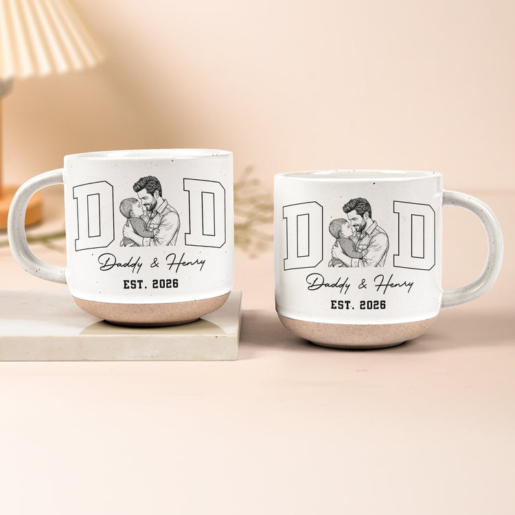 Dad-Est-Custom-Photo-Sketch-Line-Art-Fathers-Day-Gift-For-Husband-Dad-Personalized-Mug-2