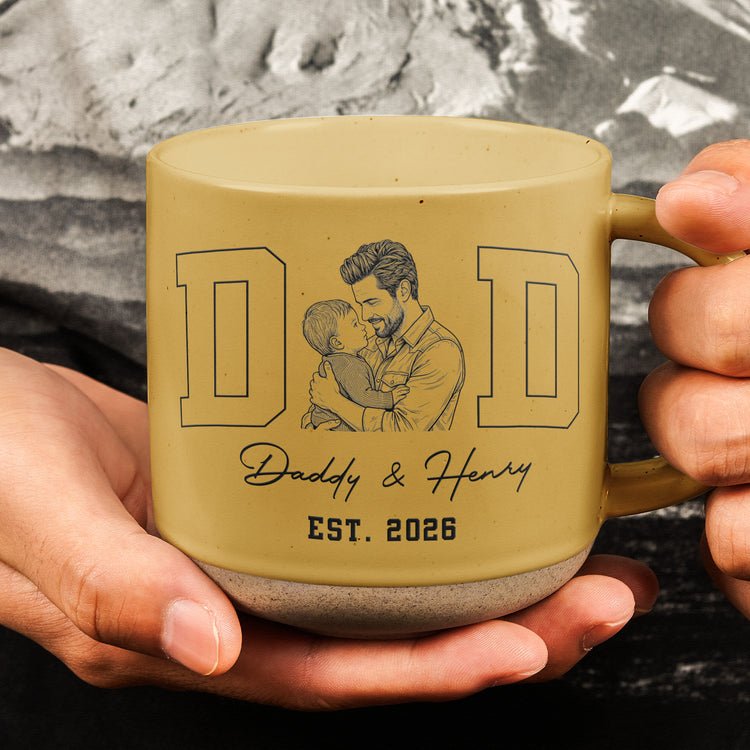 Dad-Est-Custom-Photo-Sketch-Line-Art-Fathers-Day-Gift-For-Husband-Dad-Personalized-Mug-3