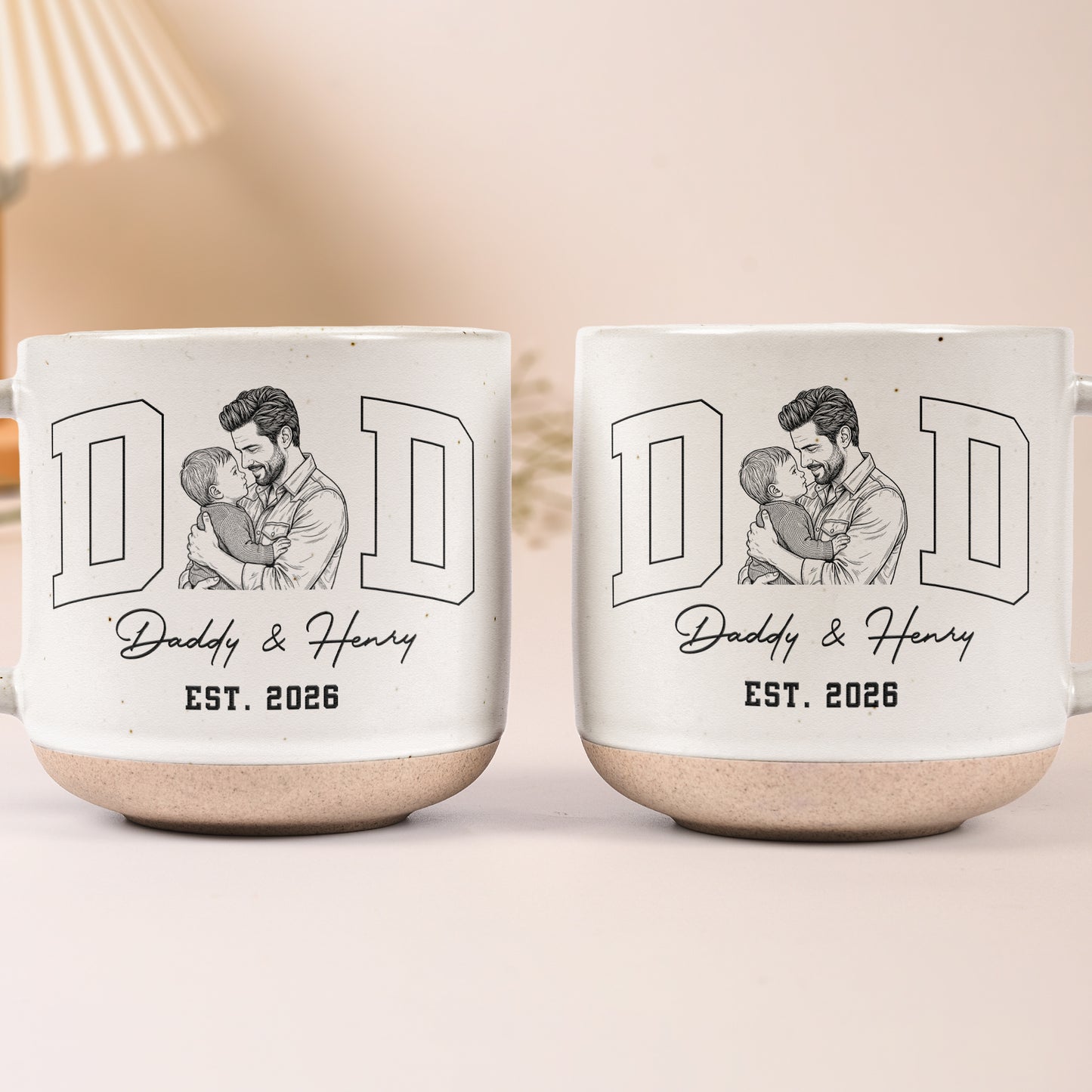 Dad-Est-Custom-Photo-Sketch-Line-Art-Fathers-Day-Gift-For-Husband-Dad-Personalized-Mug-6