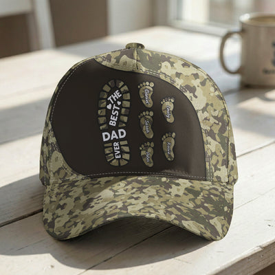 Dad Foot Print Gift For Dad Grandpa - Personalized Cap