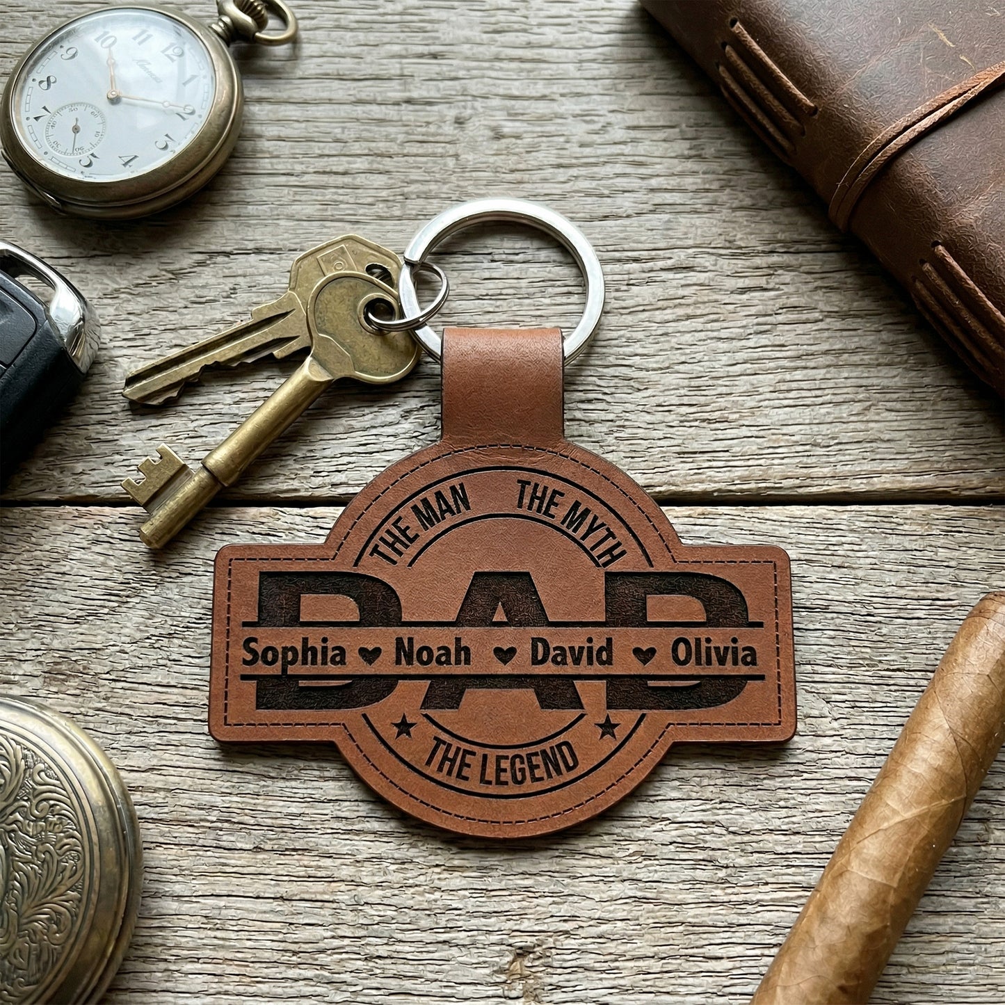 Dad,-Papa,-Grandpa,-Pop-The-Man,-The-Myth,-The-Legend-With-Kid'S-Names-Personalized-Keychain-2