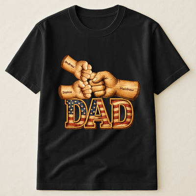 Dad, Papa, Pop Fist Bumps Us - With Kids' Names - Personalized Shirt