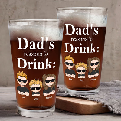 Dad's Reasons To Drink - Personalized Beer Glass