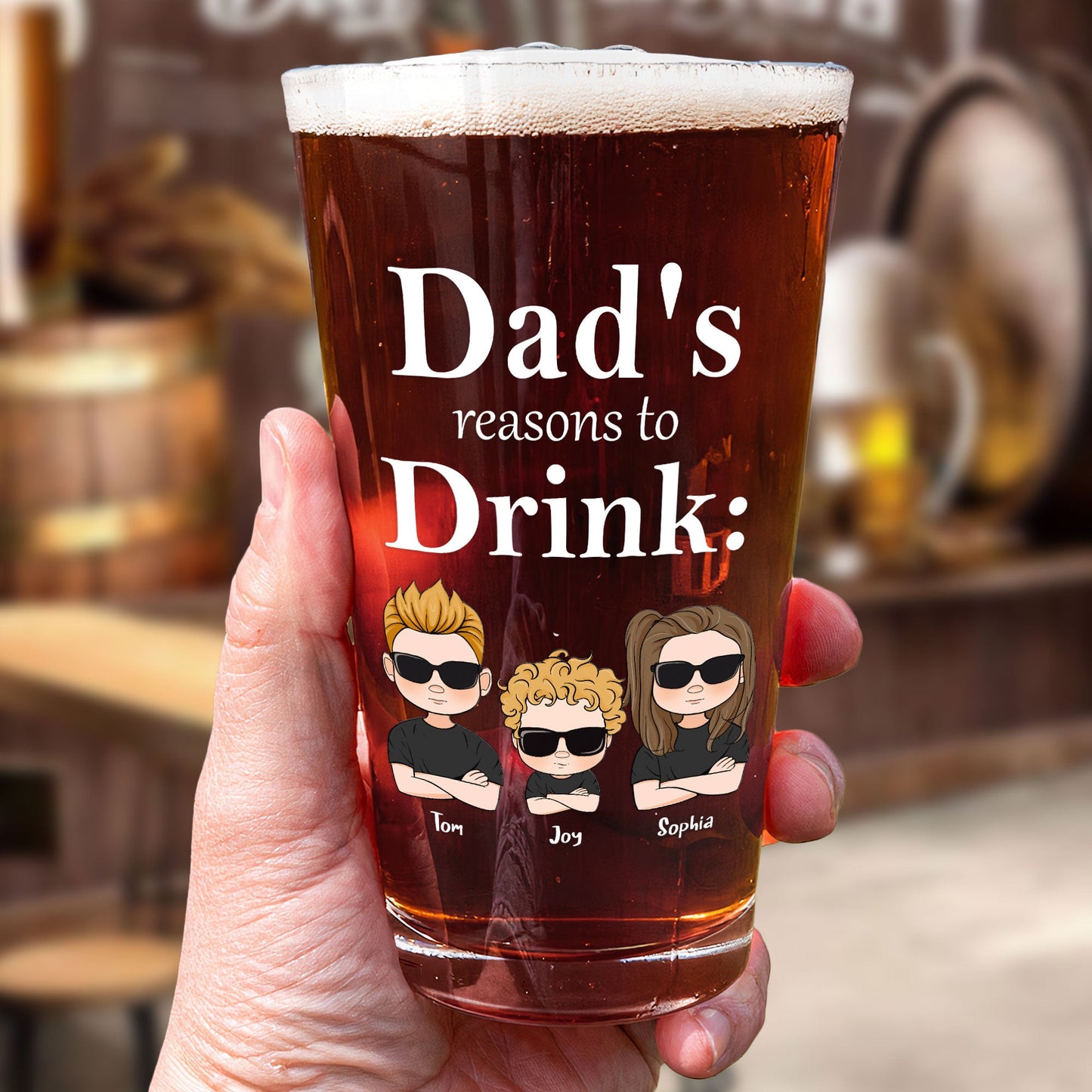 Dad's Reasons To Drink - Personalized Beer Glass