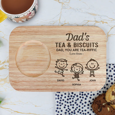 Dad's Tea & Biscuit - Custom Engraved Wooden Tea & Biscuit Board
