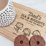 Dad's Tea & Biscuit - Custom Engraved Wooden Tea & Biscuit Board