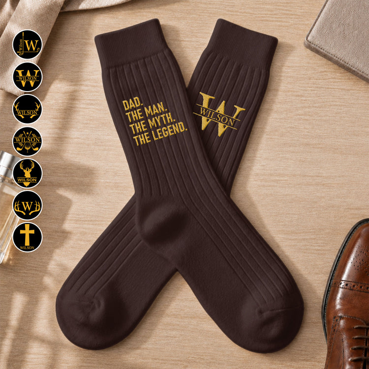 Dad-The-Man-The-Myth-The-Legend-Embroidered-Custom-Name-Socks-Personalized-Socks-1