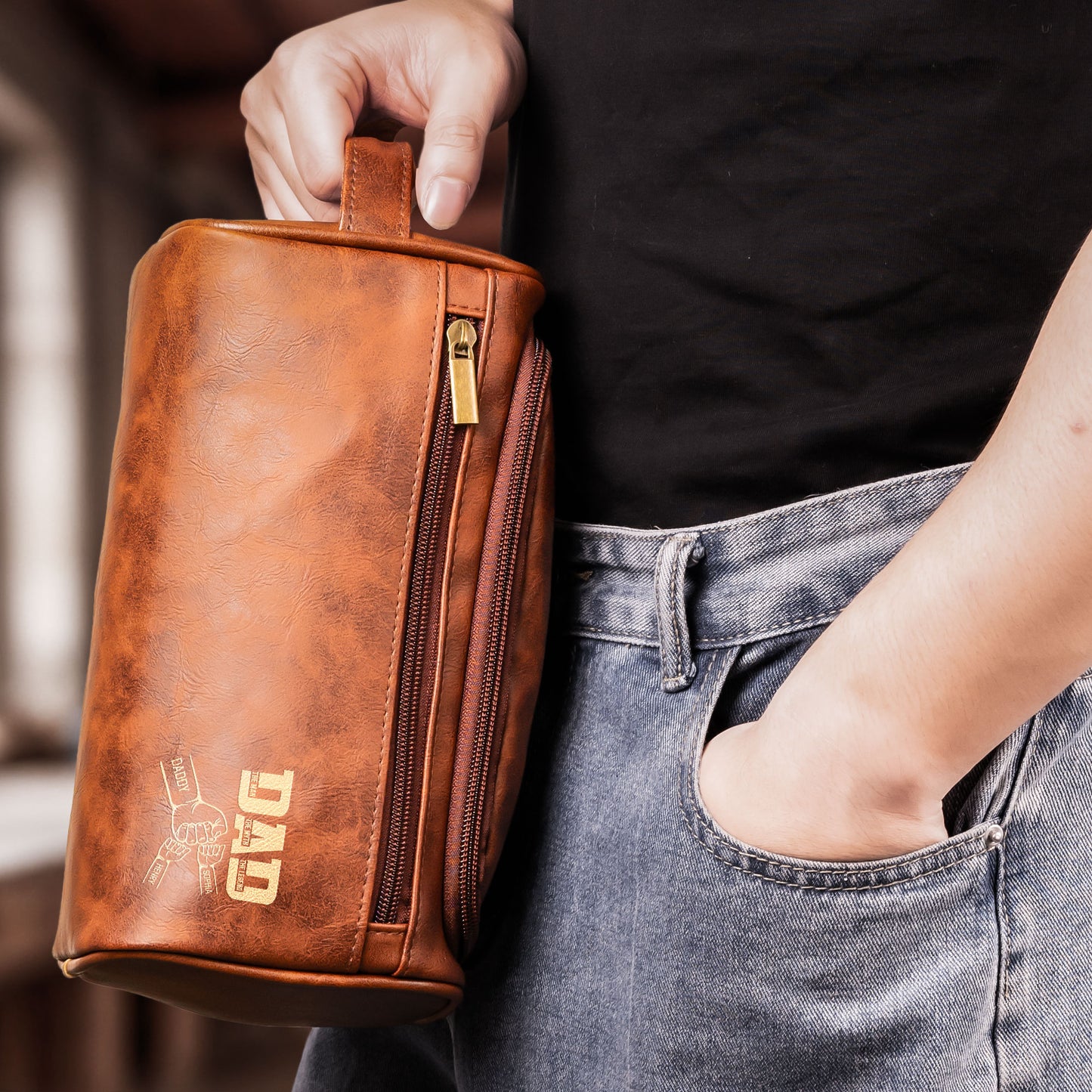 Dad-The-Man-The-Myth-The-Legend-Fist-Bump-Personalized-Leather-Toiletry-Bag-4