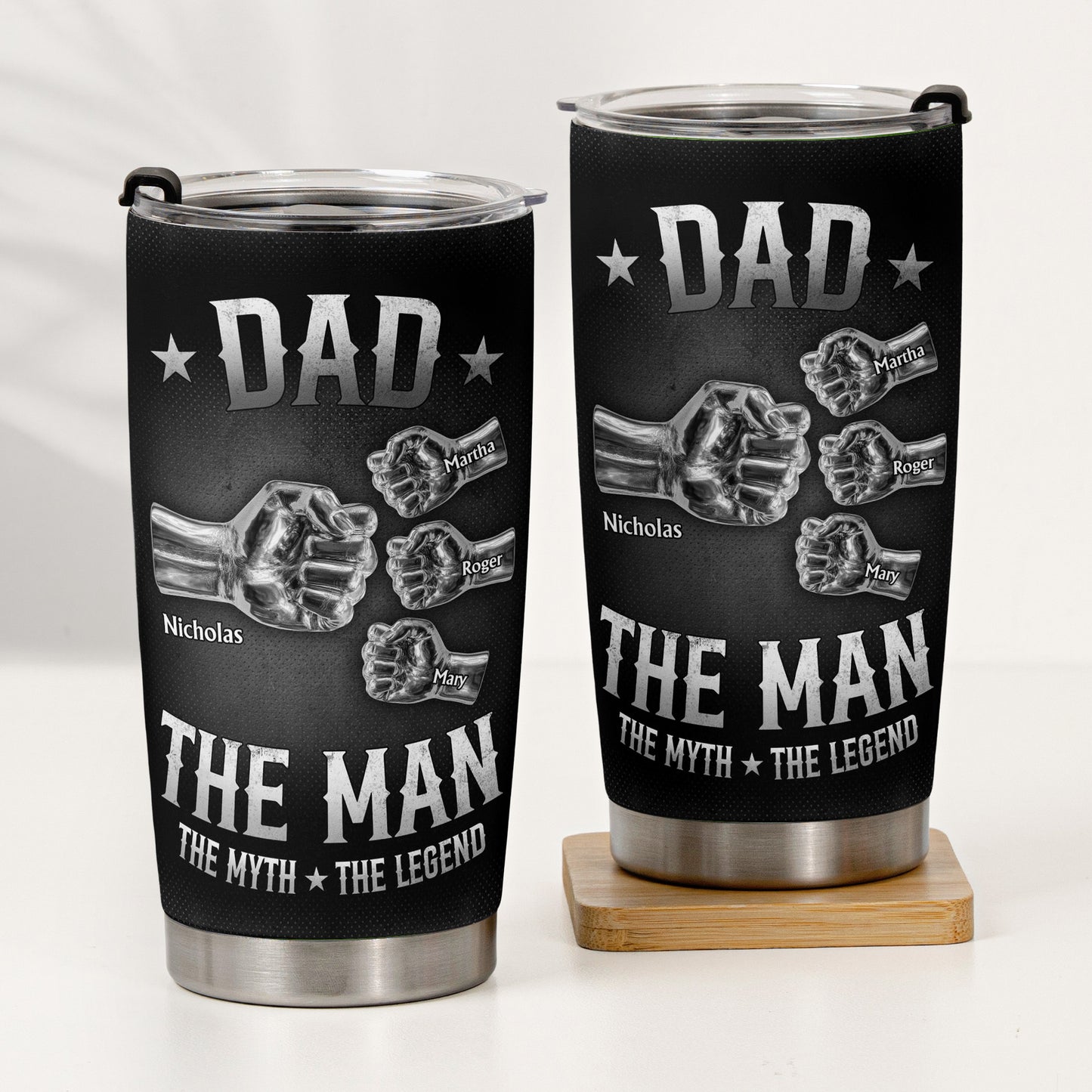 Dad-The-Man-The-Myth-The-Legend-Fist-Bump-With-Kids-Names-Personalized-Tumbler-4