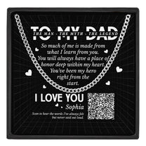 Dad's Been My Hero Right From The Start - Personalized Men's Cuban Link Chain