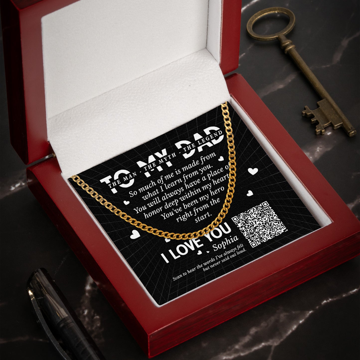 Dad's Been My Hero Right From The Start - Personalized Men's Cuban Link Chain