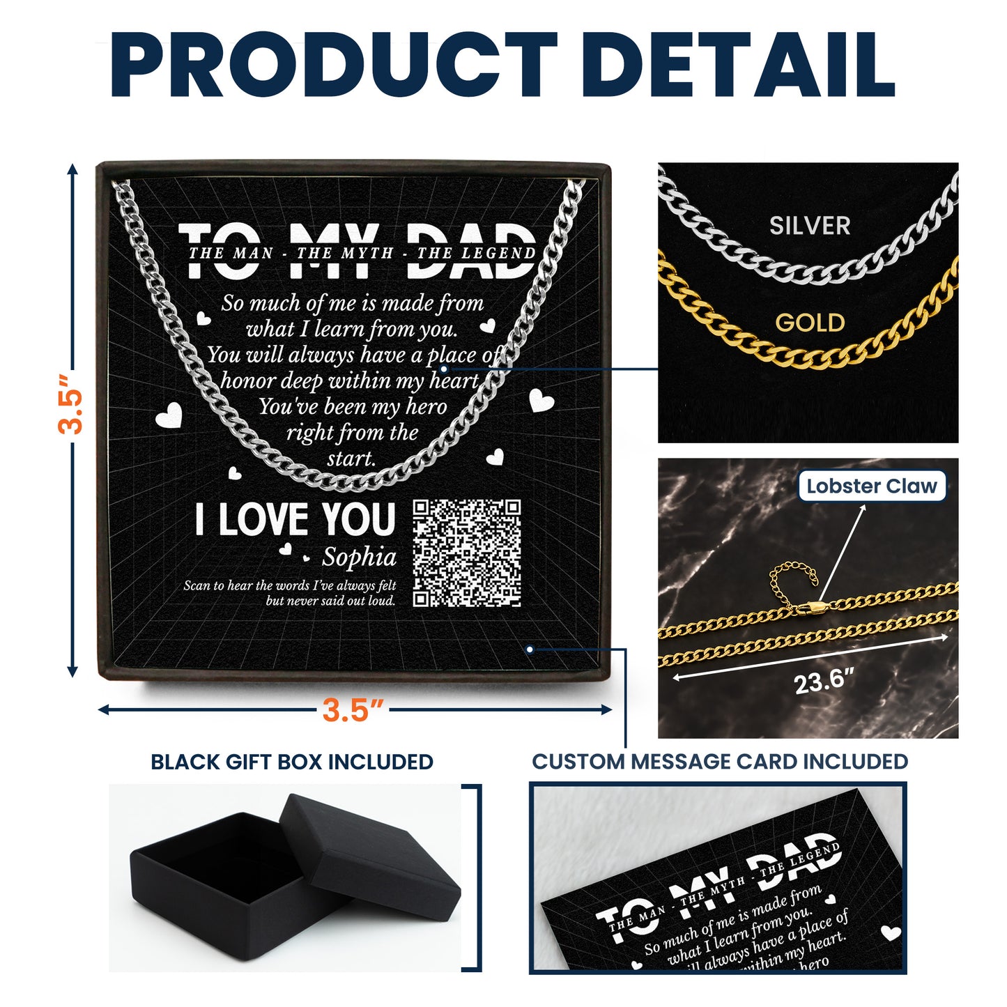 Dad's Been My Hero Right From The Start - Personalized Men's Cuban Link Chain