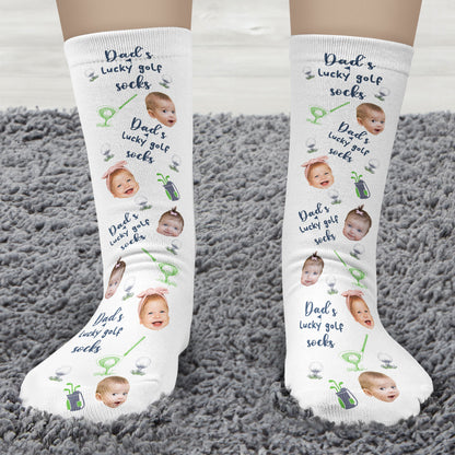 Dad's Lucky Golf Socks - Personalized Photo Crew Socks