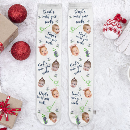 Dad's Lucky Golf Socks - Personalized Photo Crew Socks
