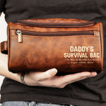 Dad's Survival Bag If All Else Fails - Fun Gifts From Kids - Personalized Leather Toiletry Bag