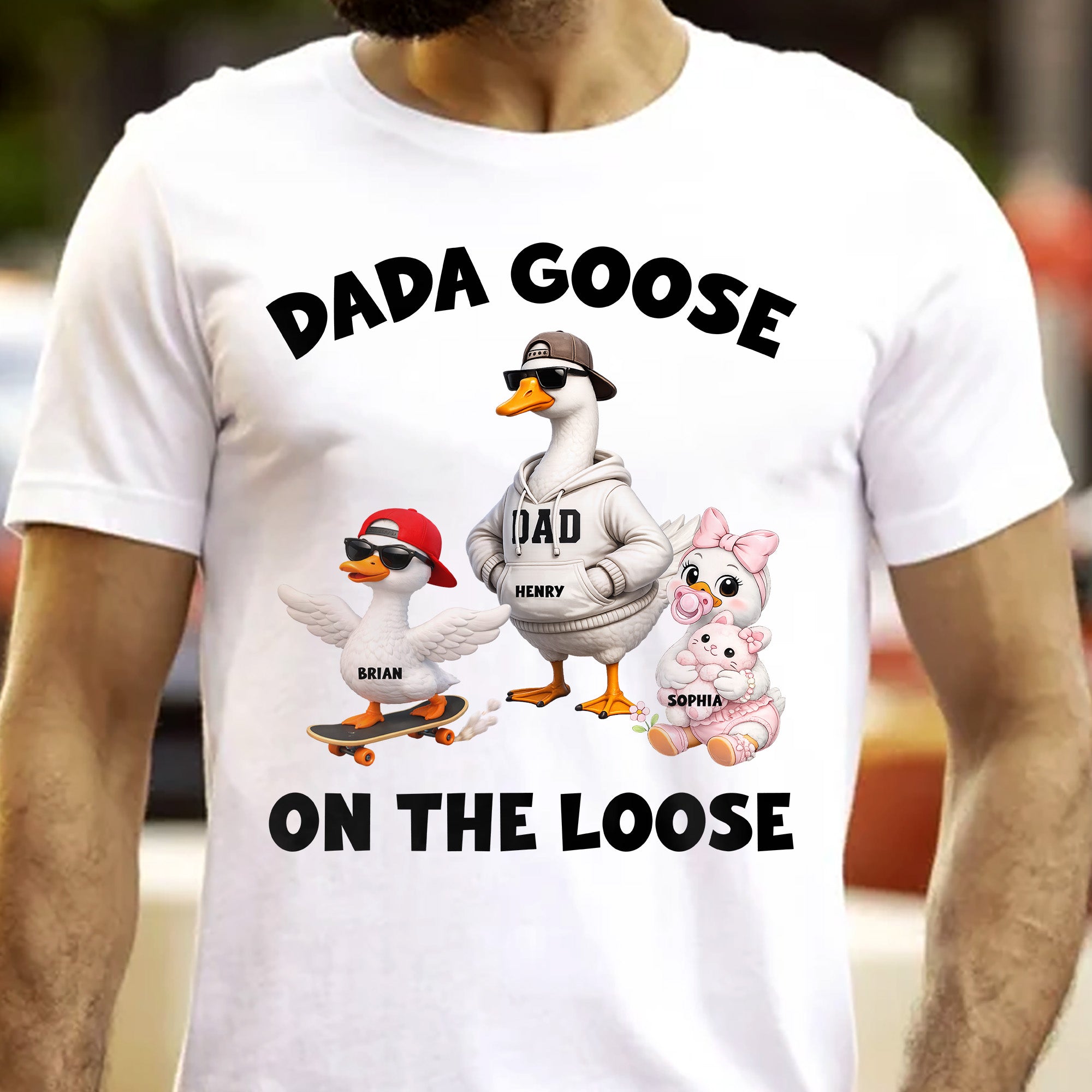 Dada-Goose-On-The-Loose-For-Daddy,-Papa-Personalized-Shirt-2