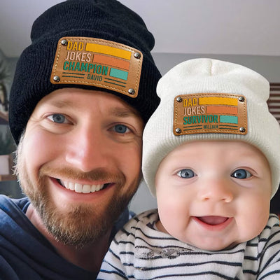 Daddy And Me Matching Dad Jokes Survivor Funny - Personalized Beanie