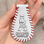 Daddy Fist Bump Gift For Dad, New Dad - Personalized Leather Baseball Keychain