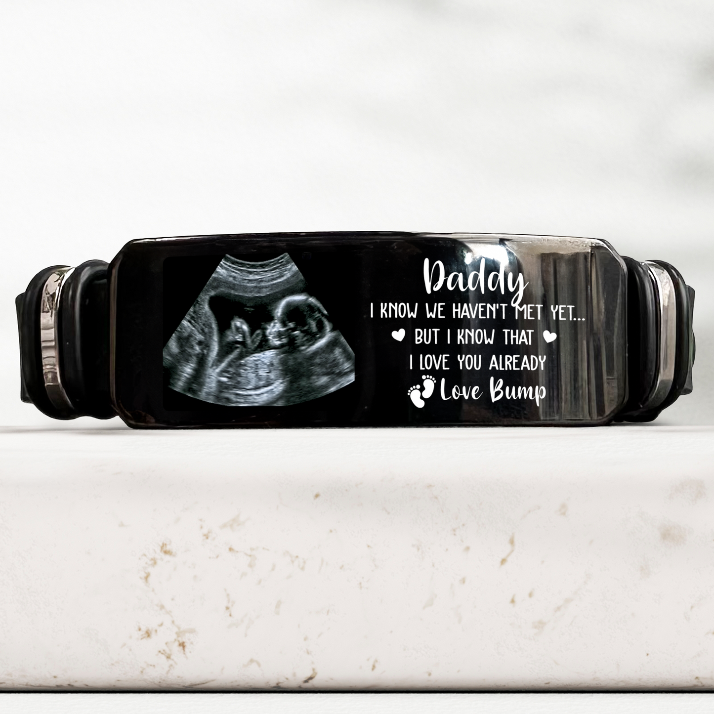 Daddy Love Bump Father's Day Gift For Men - Personalized Photo Bracelet