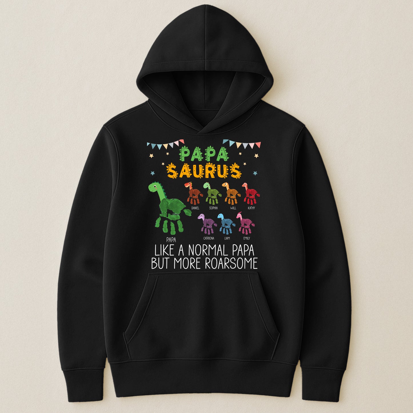 Daddy Saurus Like A Normal Daddy But More Roarsome Handprint - Personalized Shirt