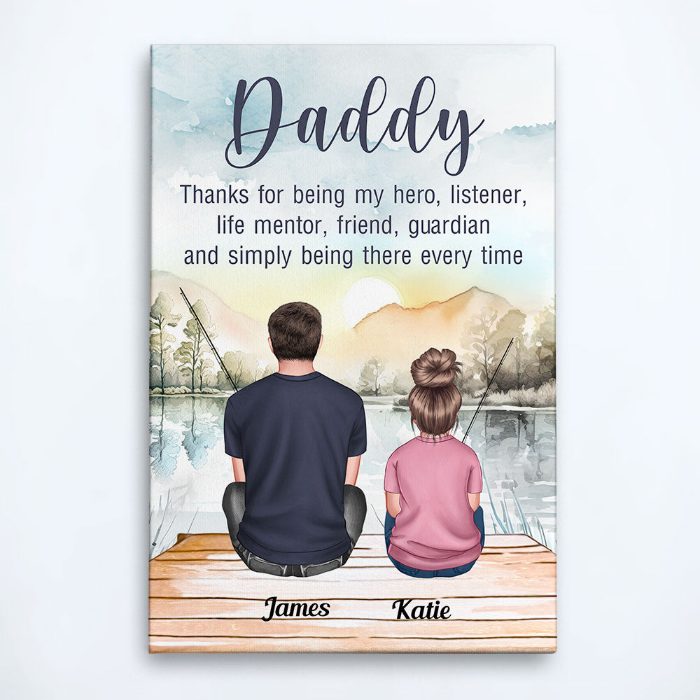 Daddy Thanks For Being My Hero, My Friend - Personalized Wrapped Canvas