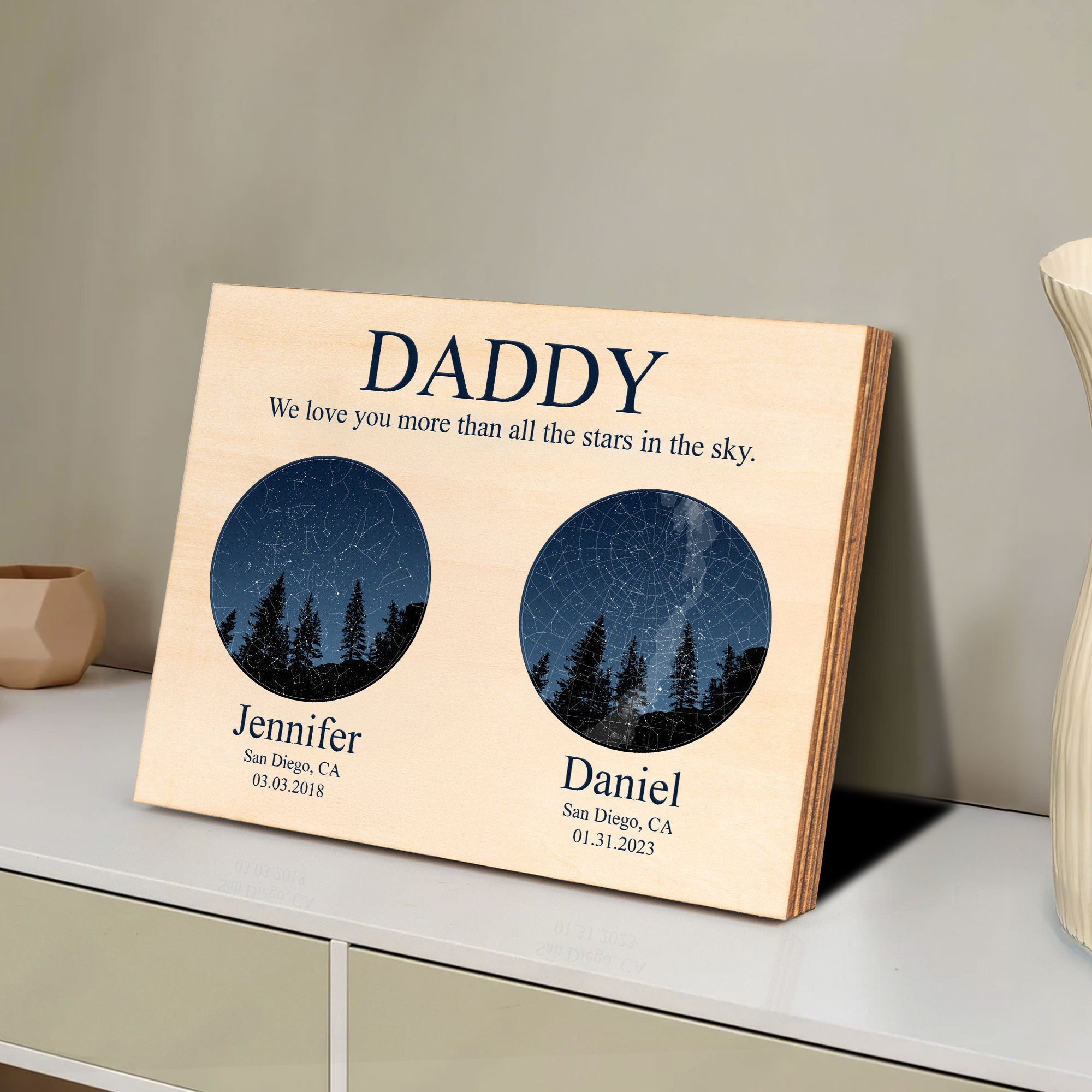 Daddy We Love You More Than All The Stars Custom Star Map - Custom Wood Plaque