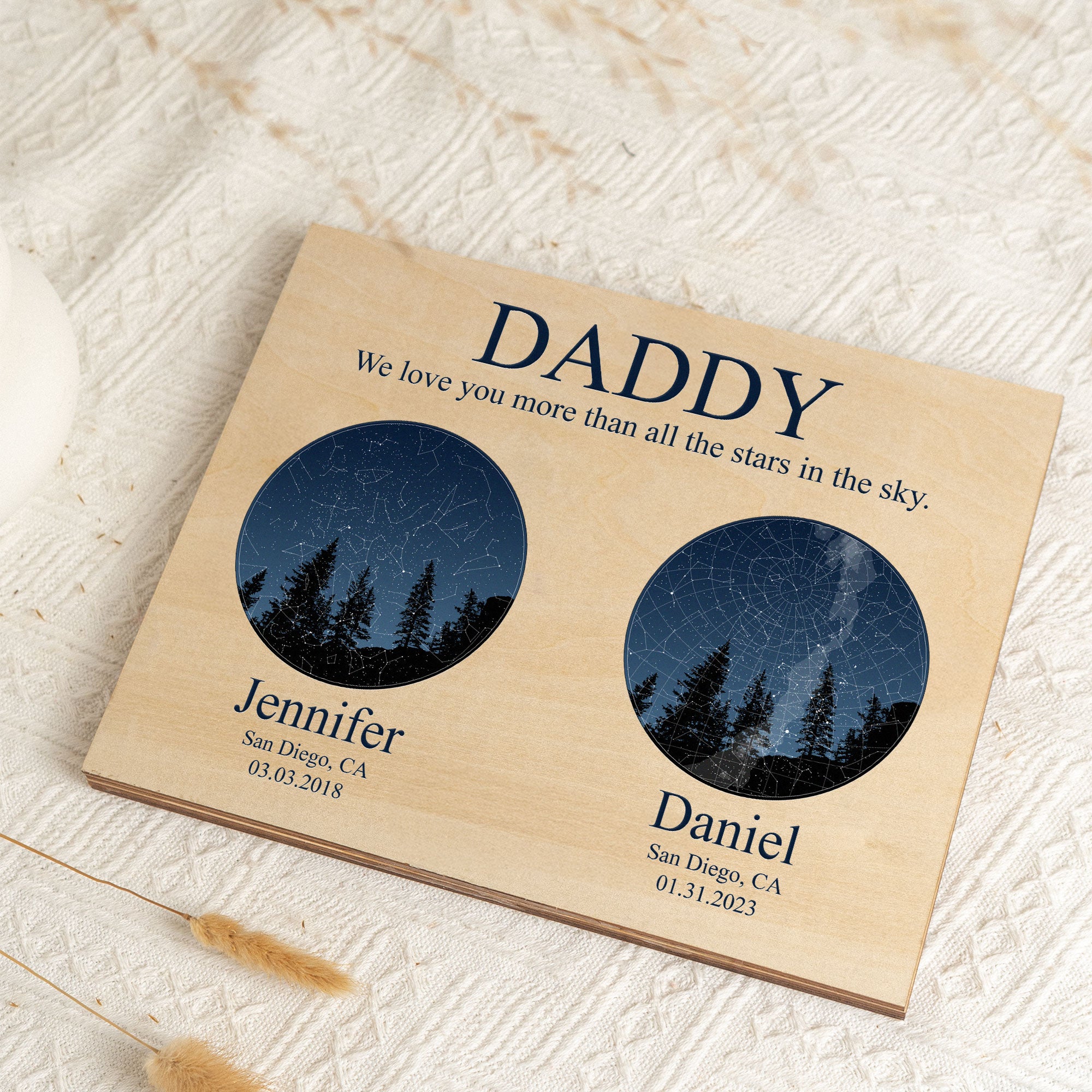Daddy We Love You More Than All The Stars Custom Star Map - Custom Wood Plaque