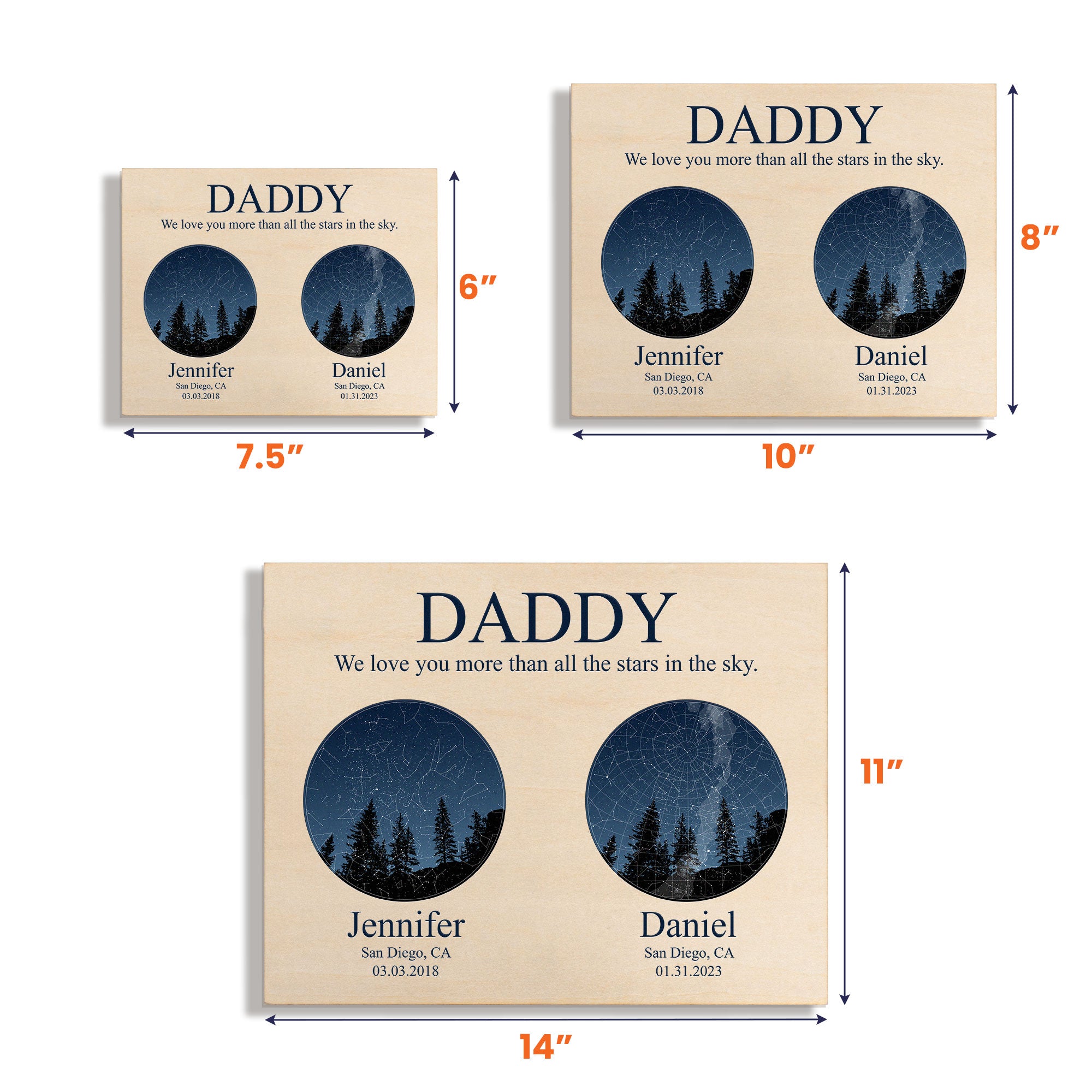 Daddy We Love You More Than All The Stars Custom Star Map - Custom Wood Plaque
