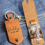 Daddy We Love You - Personalized Leather Photo Keychain