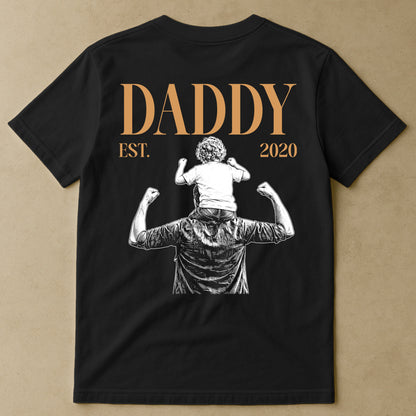 Daddy-Est-Custom-Photo-Sketch-Art-Fathers-Day-Gift-For-Dad-Husband-Personalized-Shirt-2