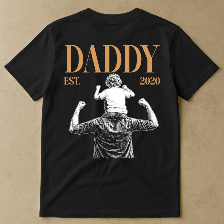 Daddy-Est-Custom-Photo-Sketch-Art-Fathers-Day-Gift-For-Dad-Husband-Personalized-Shirt-2