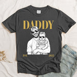 Daddy-Est-Custom-Photo-Sketch-Line-Art-Fathers-Day-Gift-For-Dad-Husband-Personalized-Shirt-3