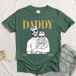 Daddy-Est-Custom-Photo-Sketch-Line-Art-Fathers-Day-Gift-For-Dad-Husband-Personalized-Shirt-4