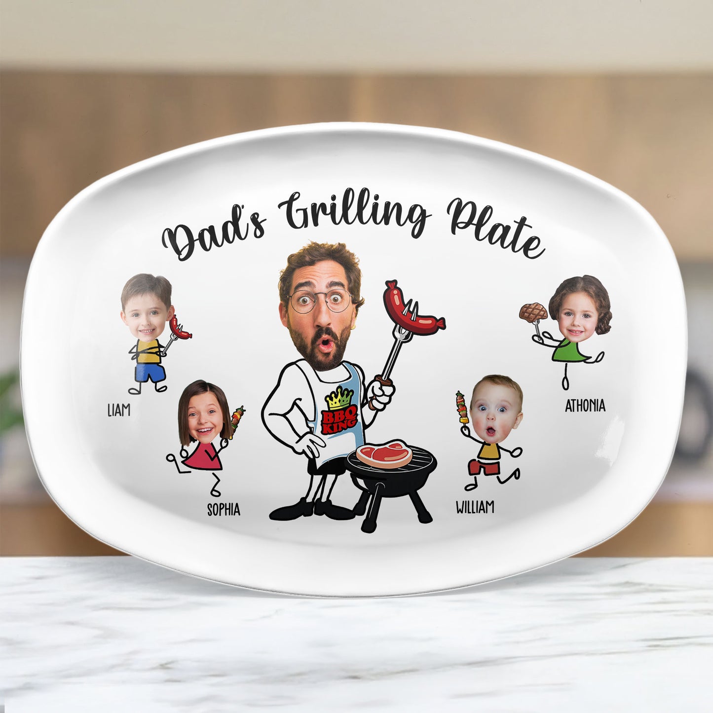 Daddy Grilling - Father's Day Gifts For Dad, Christmas Gift For Grandpa, Father - Personalized Photo Platter
