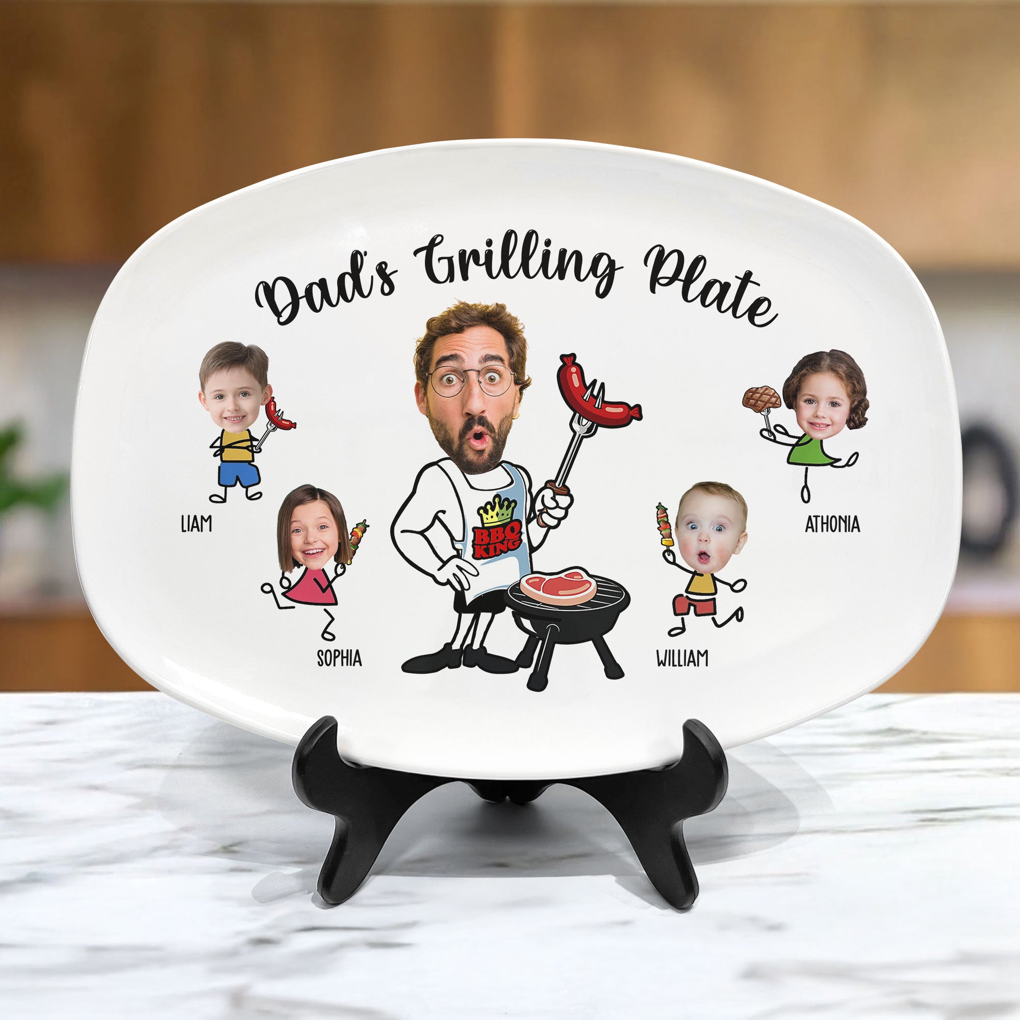 Daddy Grilling - Father's Day Gifts For Dad, Christmas Gift For Grandpa, Father - Personalized Photo Platter