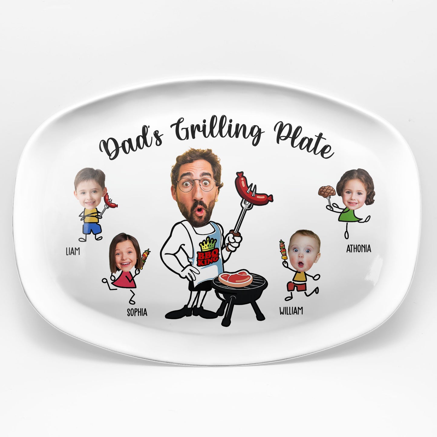 Daddy Grilling - Father's Day Gifts For Dad, Christmas Gift For Grandpa, Father - Personalized Photo Platter