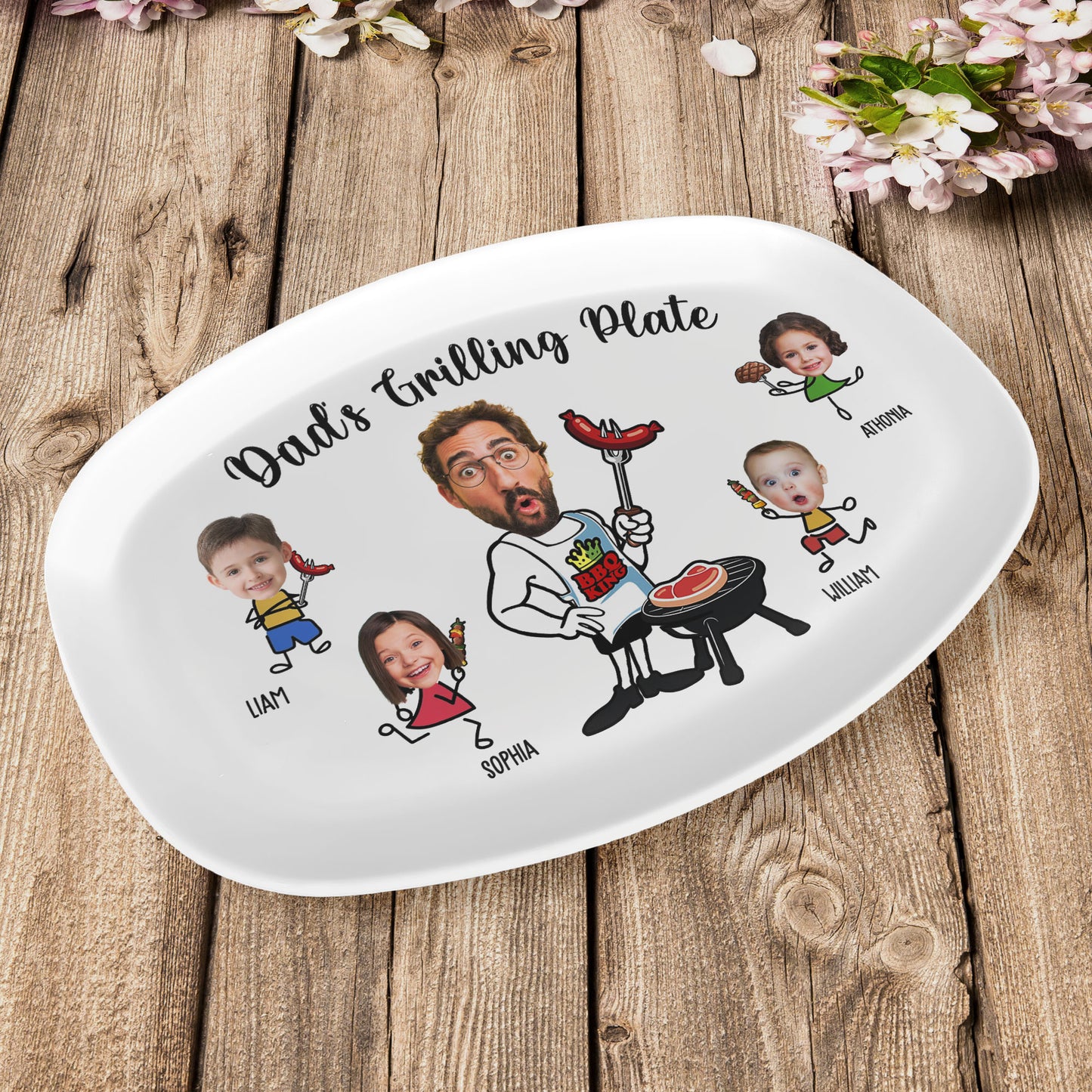Daddy Grilling - Father's Day Gifts For Dad, Christmas Gift For Grandpa, Father - Personalized Photo Platter