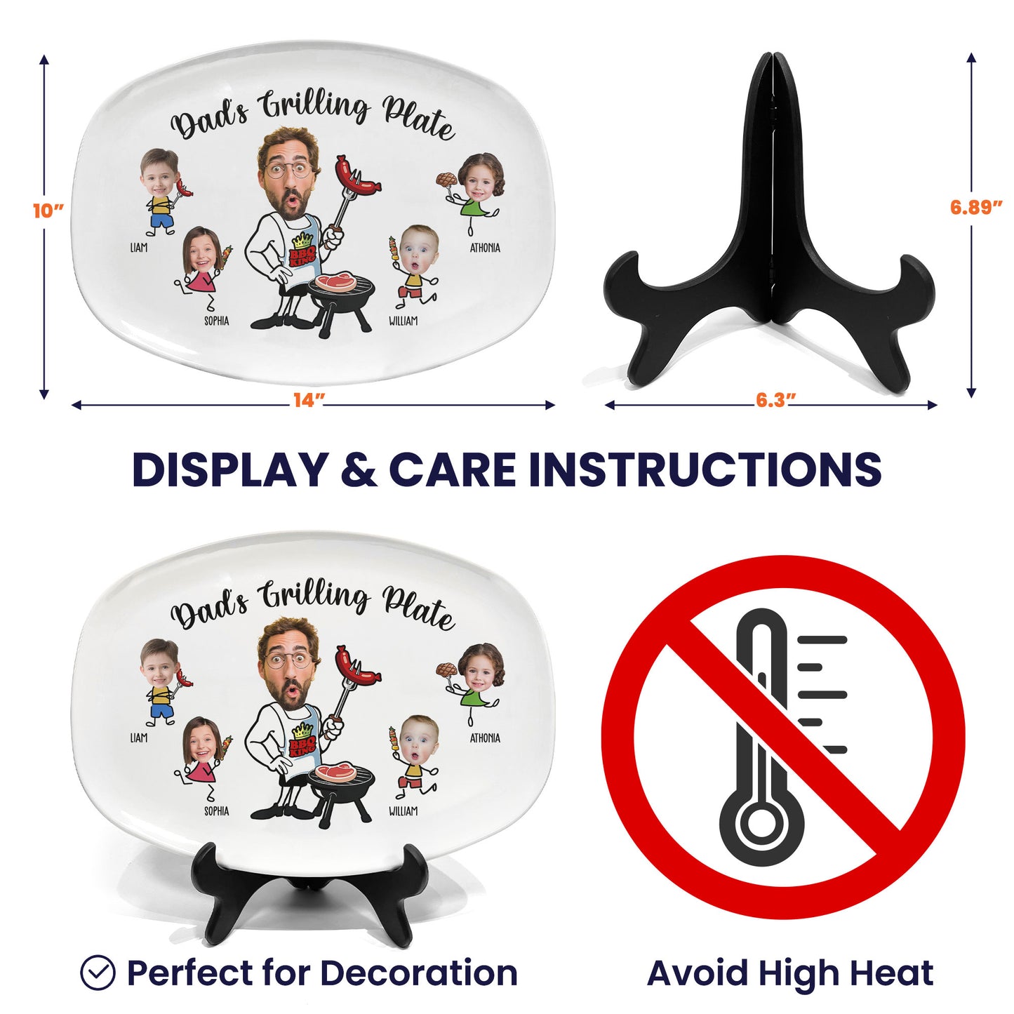 Daddy Grilling - Father's Day Gifts For Dad, Christmas Gift For Grandpa, Father - Personalized Photo Platter